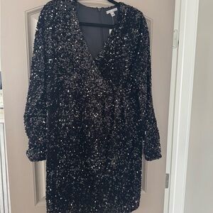 Black Sequin Embellished Mini Dress